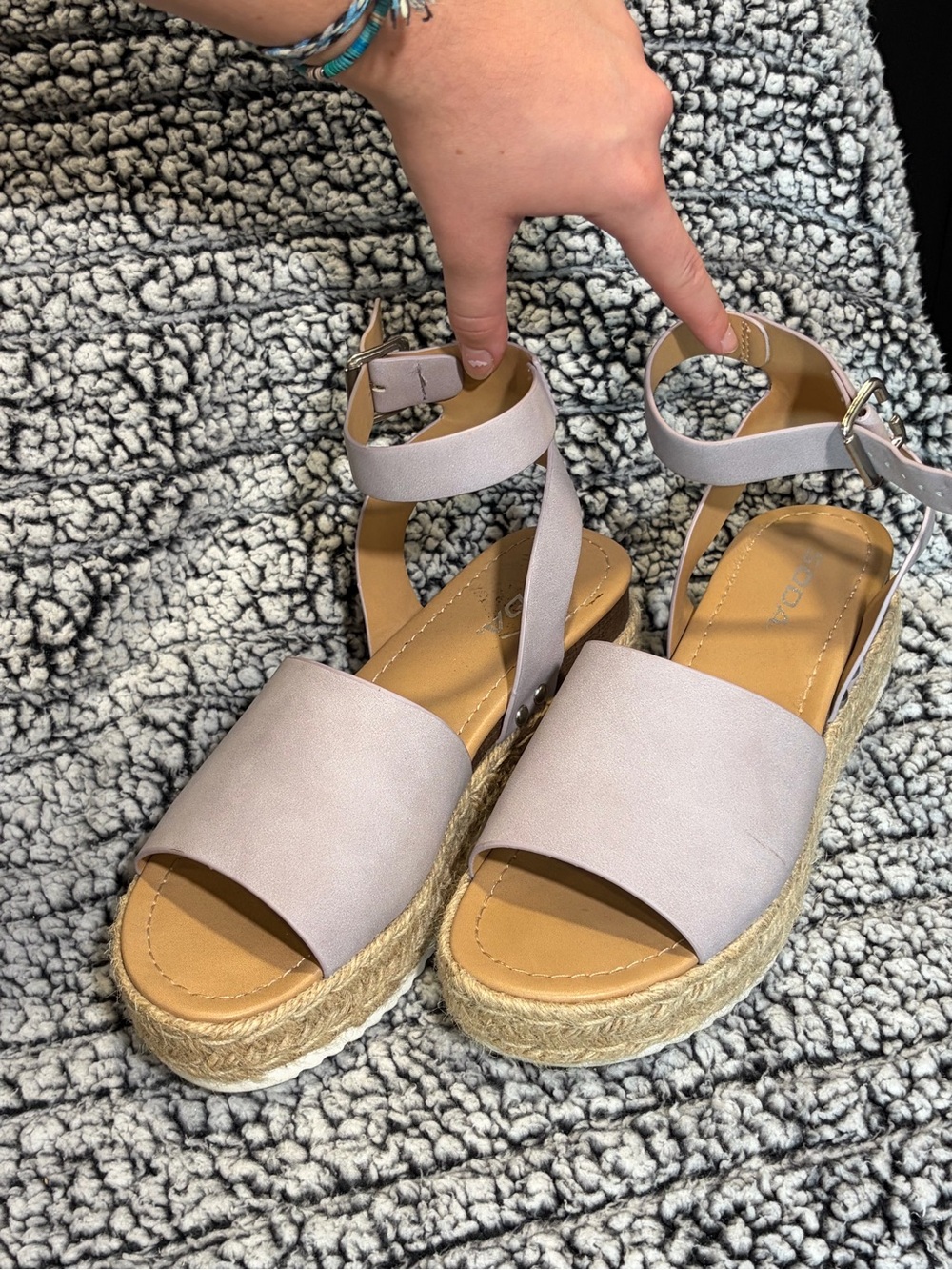Soda Light Pink Platform Espadrille Sandals with Ankle Strap